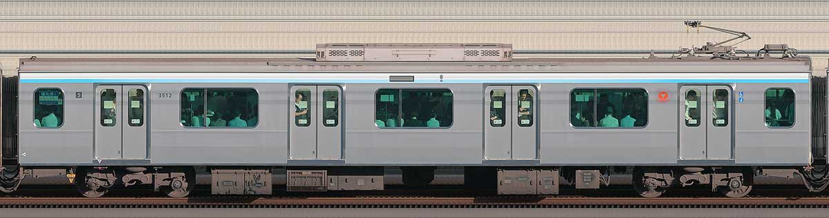 東急3000系デハ3512(リニューアル車)海側の側面写真