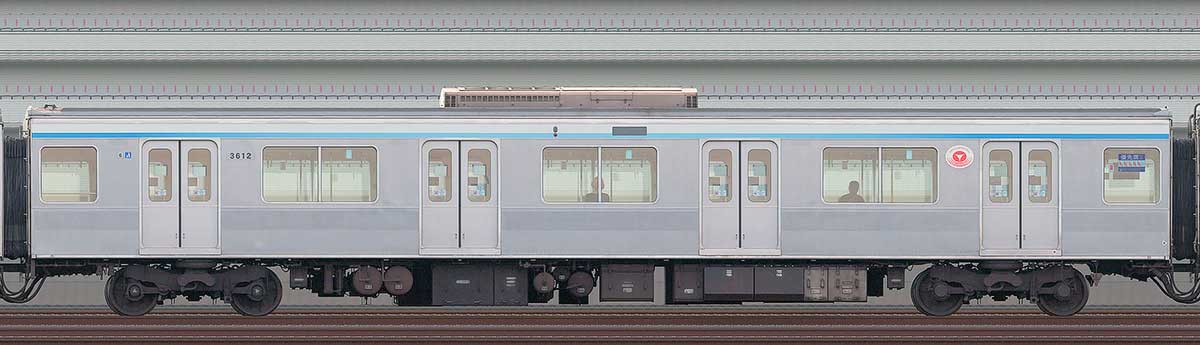 東急3000系サハ3612(リニューアル車)山側の側面写真