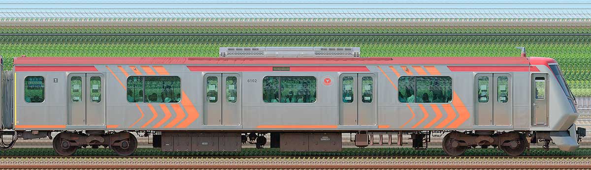 東急6000系クハ6102海側の側面写真