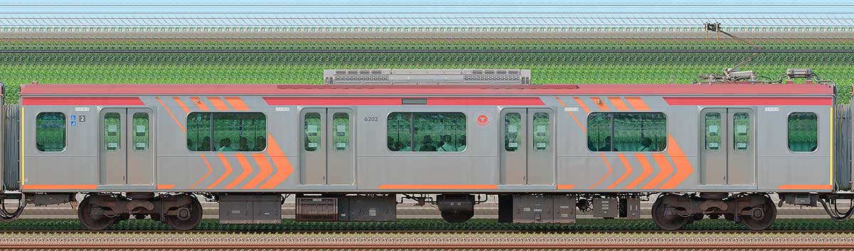 東急6000系デハ6202海側の側面写真