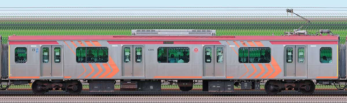 東急6000系デハ6206海側の側面写真
