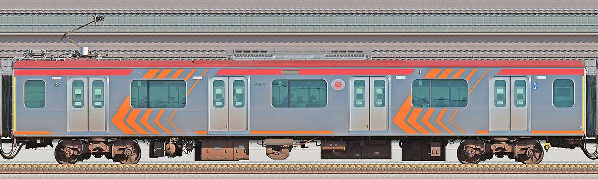 東急6000系デハ6206山側の側面写真
