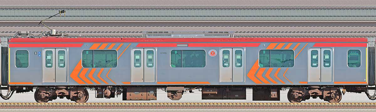 東急6000系デハ6306山側の側面写真