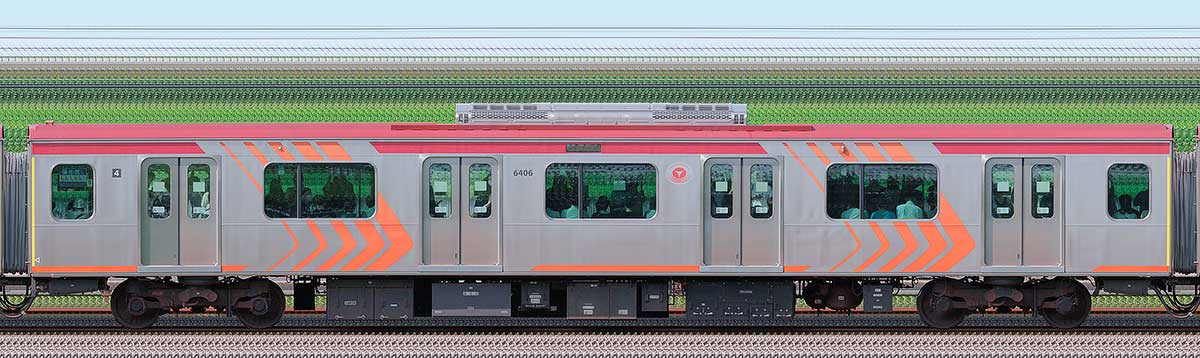 東急6000系サハ6406海側の側面写真