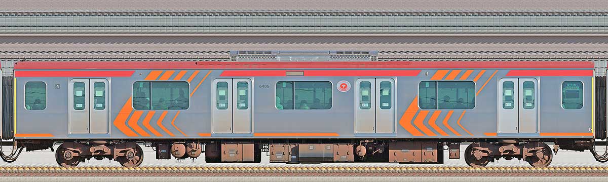 東急6000系サハ6406山側の側面写真