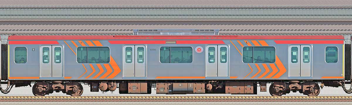 東急6000系デハ6506山側の側面写真