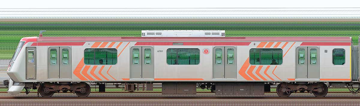東急6000系クハ6701海側の側面写真