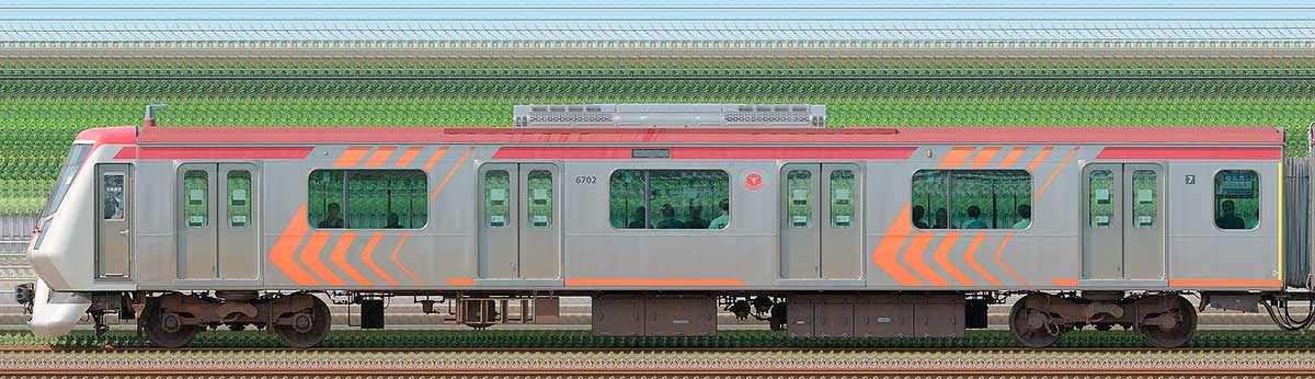 東急6000系クハ6702海側の側面写真