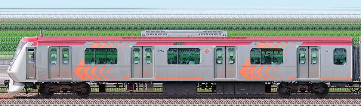東急6000系クハ6706海側の側面写真