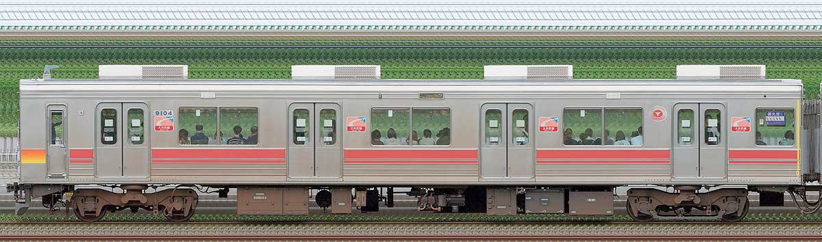 東急9000系クハ9104海側の側面写真