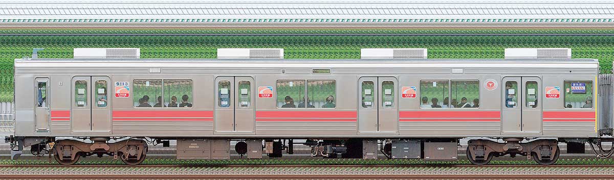 東急9000系クハ9113海側の側面写真