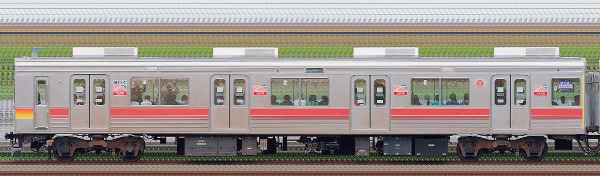 東急9000系クハ9114海側の側面写真