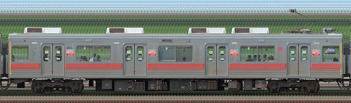 東急9000系デハ9201海側の側面写真