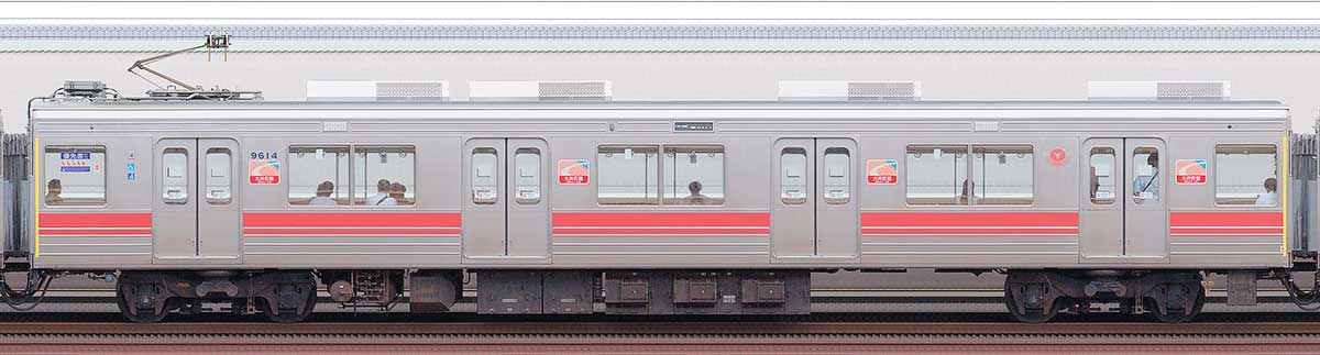 東急9000系デハ9614山側の側面写真