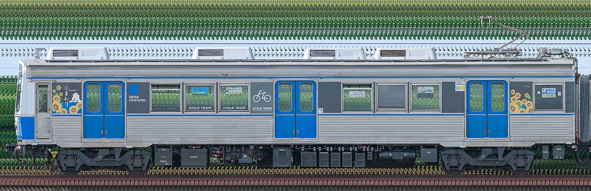 豊橋鉄道1800系モ1804偶数側の側面写真