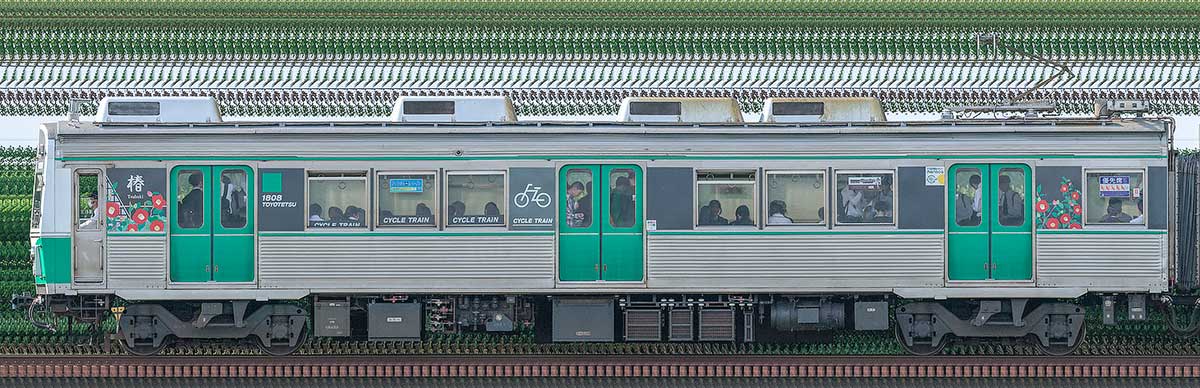 豊橋鉄道1800系モ1808偶数側の側面写真