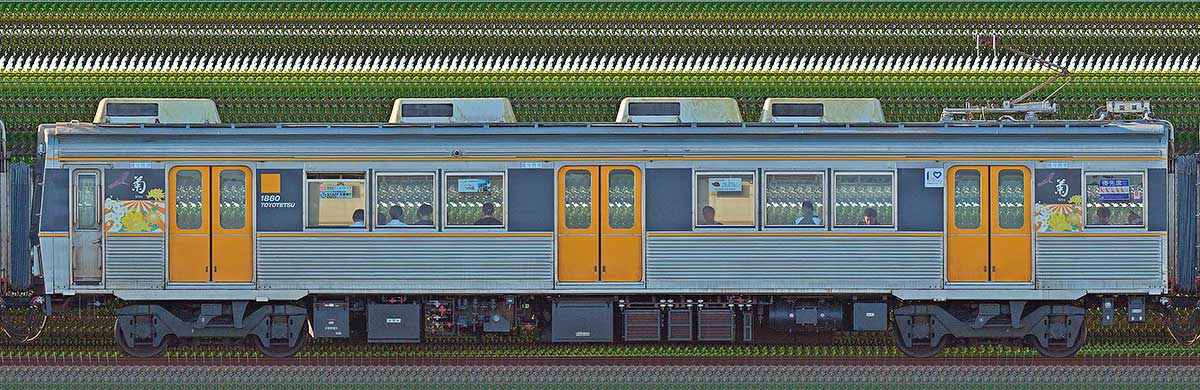 豊橋鉄道1800系モ1860偶数側の側面写真