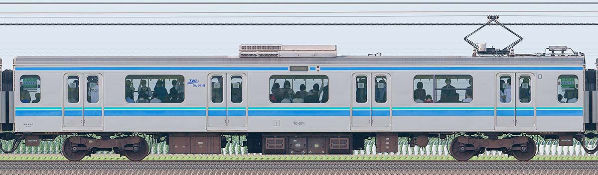 東京臨海高速鉄道70-000形70-074山側の側面写真