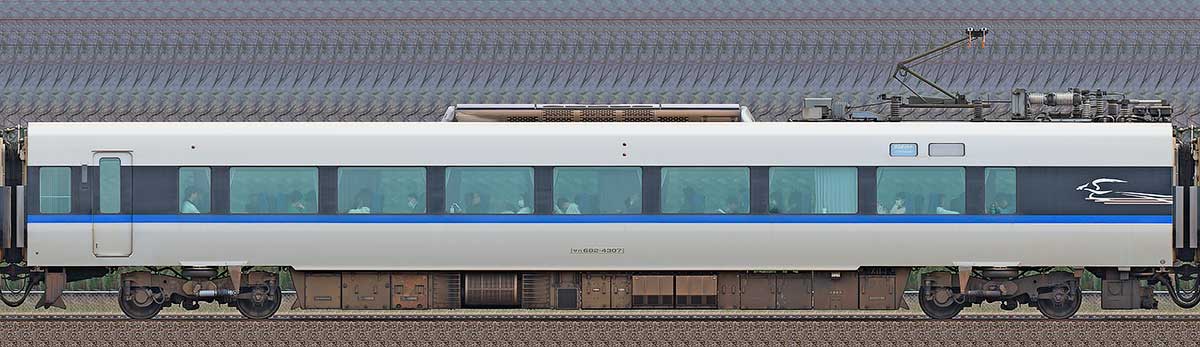 JR西日本683系サハ682-43073-1位側の側面写真