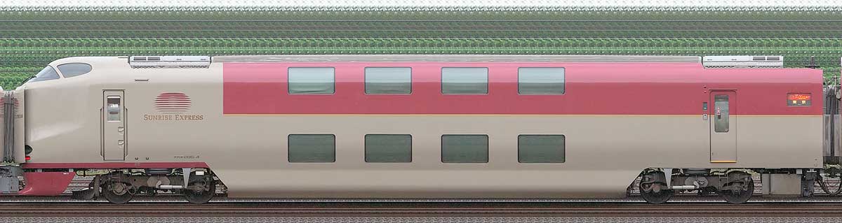 JR西日本285系「サンライズエクスプレス」クハネ285-4の側面写真｜RailFile.jp｜鉄道車両サイドビューの図鑑