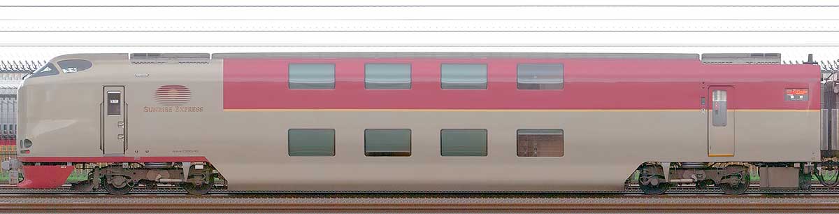JR西日本285系「サンライズエクスプレス」クハネ285-6の側面写真 