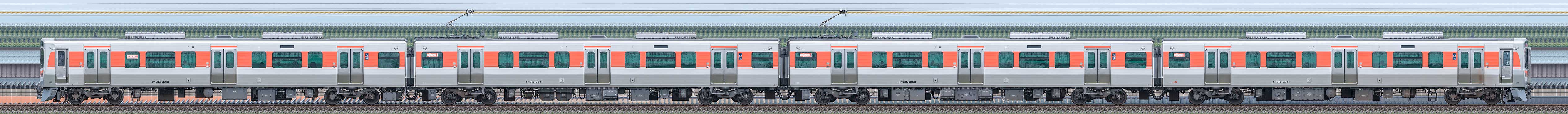 JR東海静岡車両区315系3000番台U13編成(海側)の編成サイドビュー