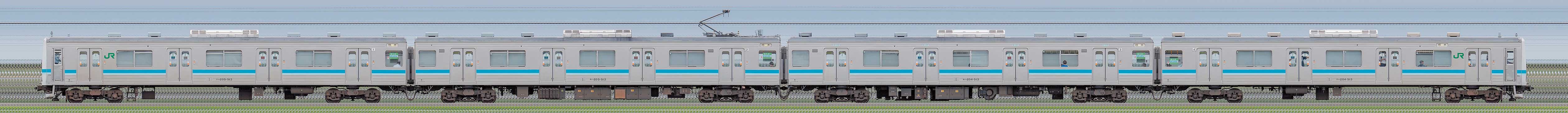 JR東日本 相模線 205系500番台R13編成（東側）の編成サイドビュー