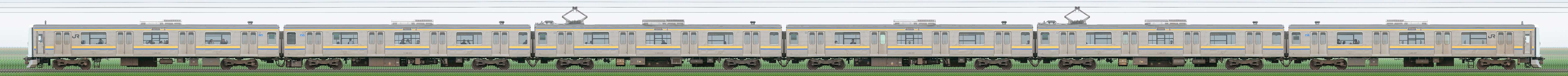 JR東日本 幕張車両センター 209系2100番台C607編成（海側）の編成サイドビュー