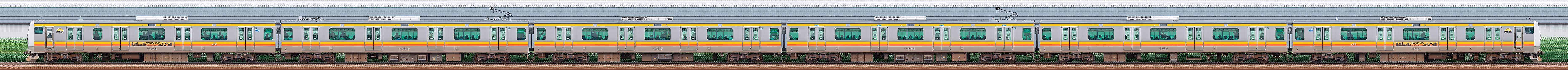 JR東日本 南武線 E233系8000番台N16編成（線路設備モニタリング装置対応編成・山側）の編成サイドビュー