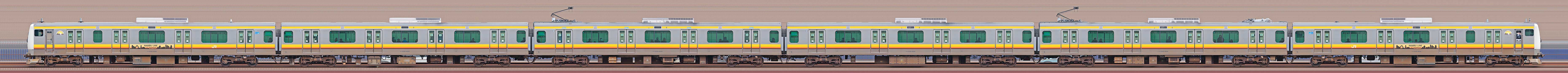 JR東日本 南武線 E233系8000番台N35編成（線路設備モニタリング装置搭載編成・海側）の編成サイドビュー