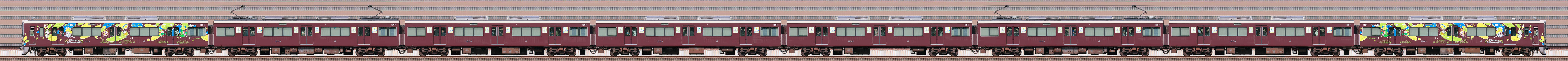 阪急1000系1003編成「カーボンニュートラル運行」ラッピング(山側)の編成サイドビュー