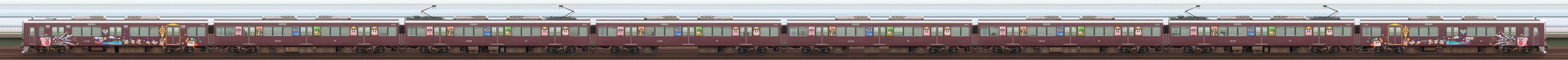阪急1000系1005編成「カービィ号」（浜側）の編成サイドビュー