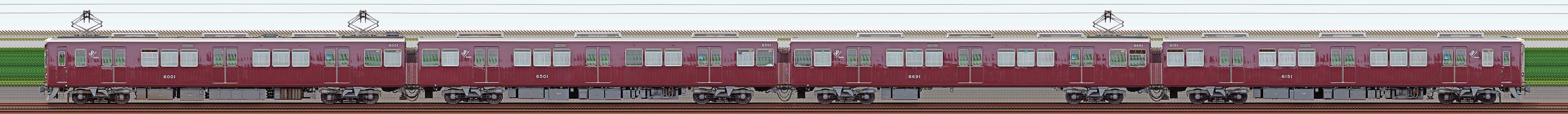 阪急6000系6001編成（山側）の編成サイドビュー