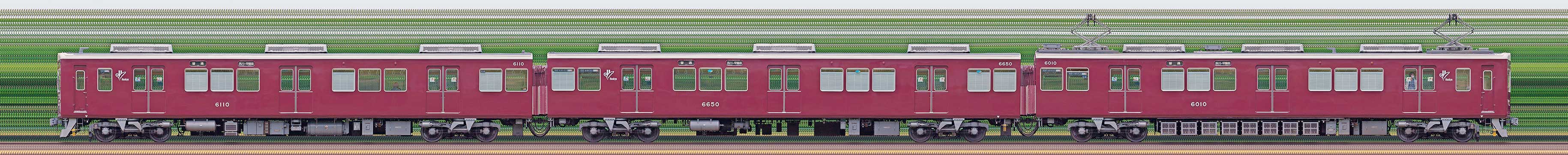 阪急6000系6010編成（浜側）の編成サイドビュー