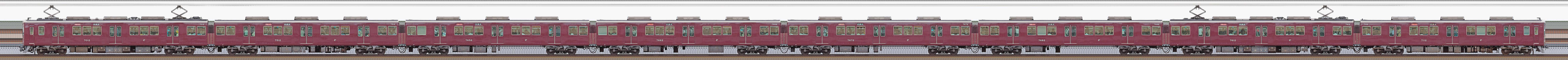 阪急7000系7012編成（山側）の編成サイドビュー