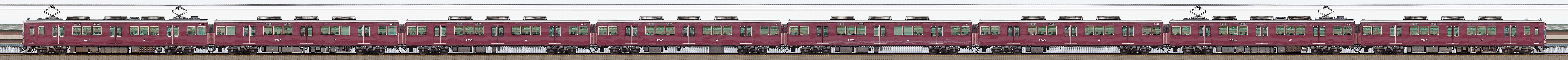 阪急7000系7020編成（山側）の編成サイドビュー