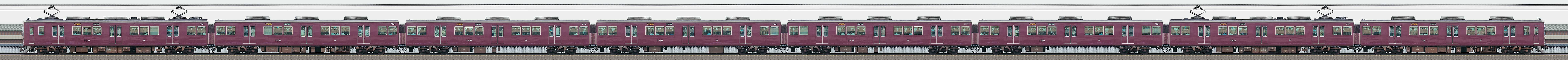 阪急7000系7021編成（山側）の編成サイドビュー