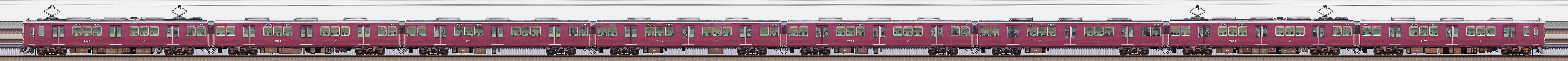 阪急7000系7027編成（山側）の編成サイドビュー