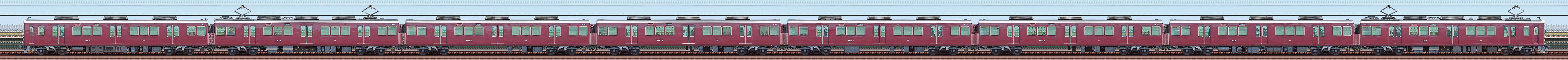 阪急7000系7012編成（浜側）の編成サイドビュー