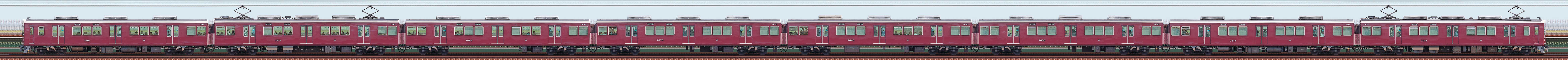 阪急7000系7015編成（浜側）の編成サイドビュー