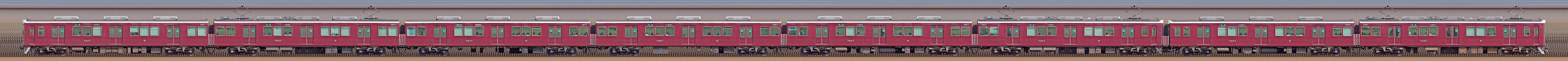 阪急7300系7307編成＋7327編成（西側）の編成サイドビュー