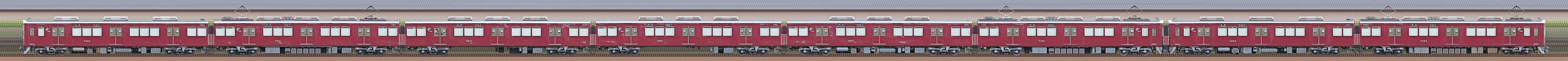 阪急7300系7321編成＋7323編成（西側）の編成サイドビュー