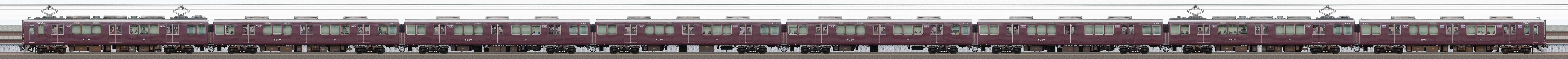 阪急8000系8000編成 「Memorial8000」（山側）の編成サイドビュー