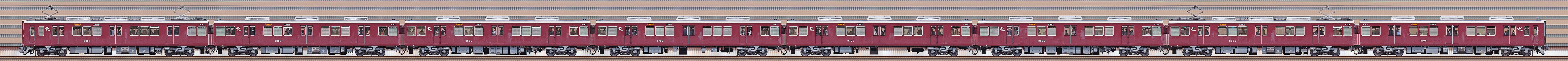 阪急8000系機器更新車8005編成（山側）の編成サイドビュー