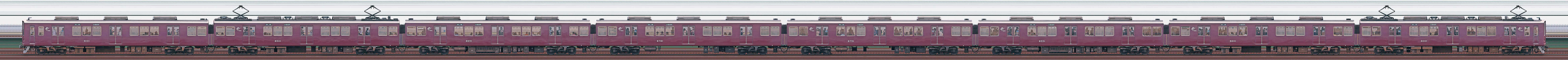 阪急8000系機器更新車8001編成（浜側）の編成サイドビュー