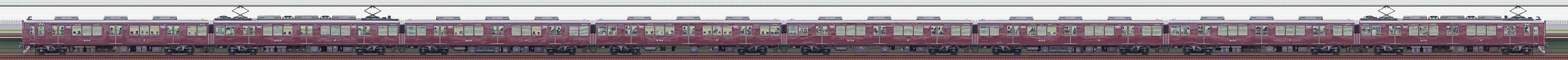 阪急8000系8004編成「Memorial 8000」（浜側）の編成サイドビュー