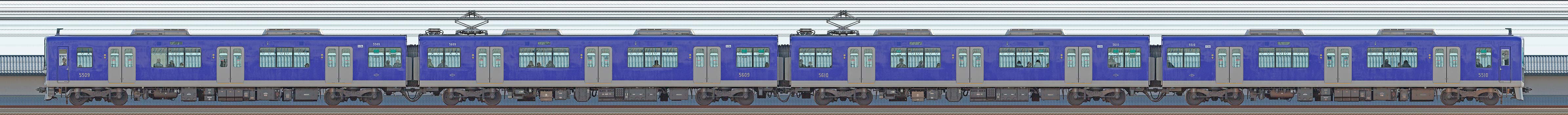 阪神電気鉄道5500系リニューアル車5509編成（山側）の編成サイドビュー