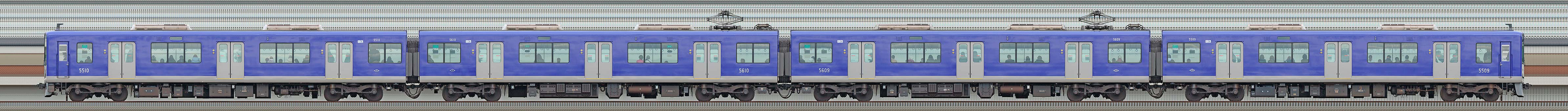 阪神電気鉄道5500系リニューアル車5509編成（浜側）の編成サイドビュー