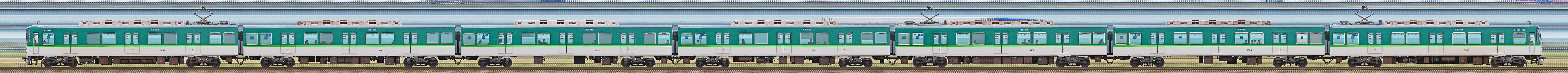 京阪7000系7004編成（山側）の編成サイドビュー