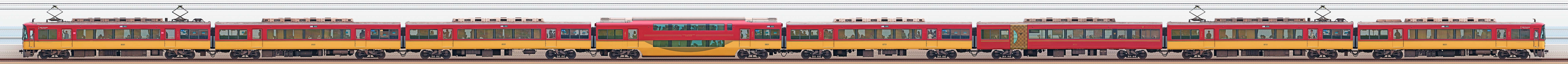 京阪8000系8001編成（川側）の編成サイドビュー